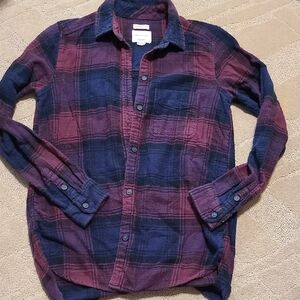 American Eagle Outfitters Burgundy and Navy Plaid Shirt
